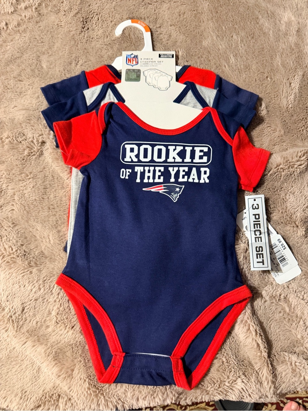 NFL 'Rookie of the Year' Navy & Red Baby Bodysuit - 3-Pack